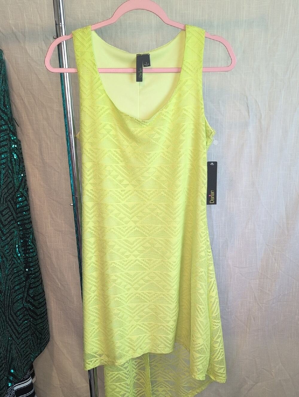 Bright Lime Textured Sleeveless Shift Dress